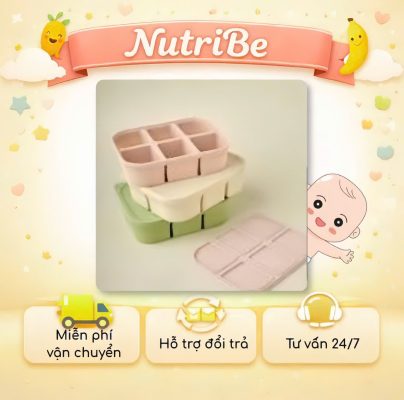 Bộ khay trữ đông ăn dặm NutriBe nhiều màu sắc có nắp đậy