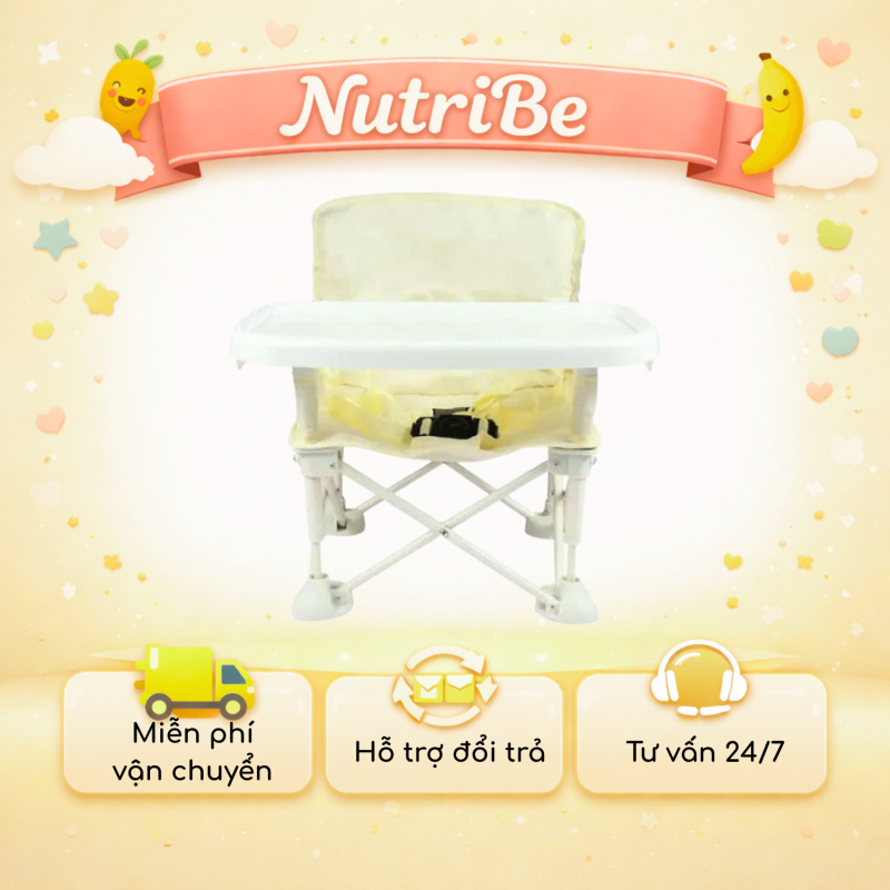 Ghế ăn dặm gấp gọn Nutribe màu xanh pastel cho bé
